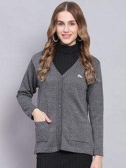 Monte Carlo - Md Grey Mix Solid V Neck Cardigan