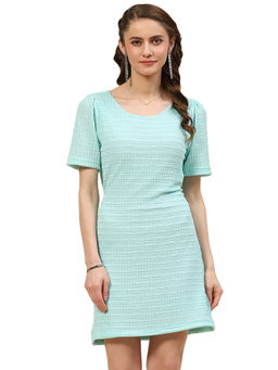 Monte Carlo - Blue Self Design Mini Dress