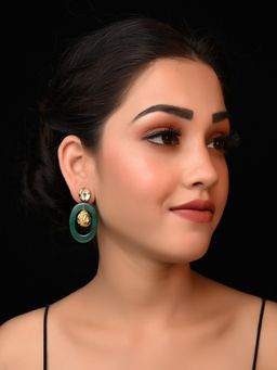 AG'S - Revti Green Kundan Earrings