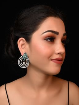 AG'S - Sumaira Silver Earrings With Sky Blue Stone