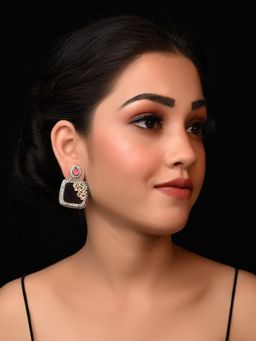 AG'S - Aarnavi American Diamond Earrings With Pink Stone