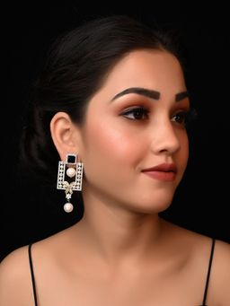 AG'S - Nayanika Rectangular Black Earrings