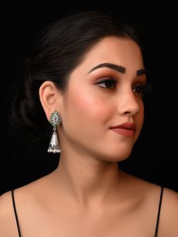 AG'S - Udantika Green Silver Jhumka