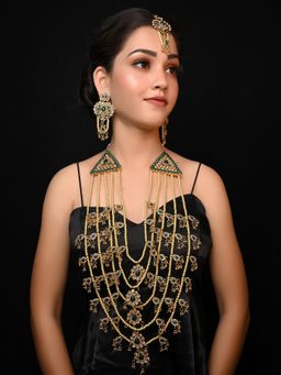 AG'S - Aahuti Layered Long Green Necklace Set