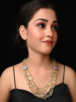 AG'S - Kukie Double Layered Light Green Quartz Necklace