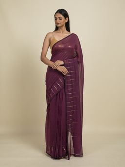 Suta - Purple Sequin Embellished Pure Cotton Saree