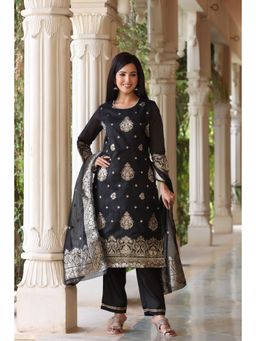 Vaamsi - Polycrepe Printed Kurta Pant Dupatta Black (PKSKD1224 ) (Set of 3)