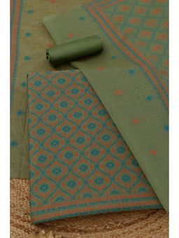 Soch - Women's Light Green Chanderi Woven Design Unstitched Top & Bottom With Dupatta
