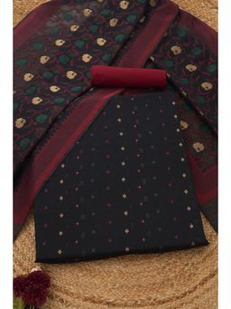 Soch - Women's Black Chanderi Woven Design Unstitched Top & Bottom With Dupatta