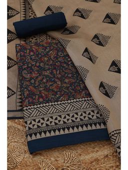 Soch - Women's Multi-Color Maheshwari Silk Botanical Unstitched Top & Bottom With Dupatta