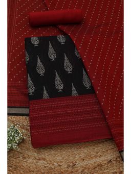 Soch - Women's Black Maheshwari Silk Ethnic Motifs Unstitched Top & Bottom With Dupatta