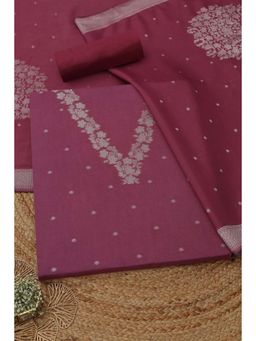 Soch - Women's Onion Pink Silk Blend Woven Design Zari Woven Unstitched Top & Bottom With Dupatta