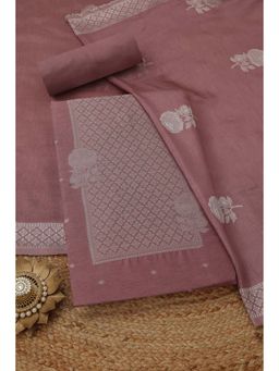 Soch - Women's Mauve Silk Blend Woven Design Unstitched Top & Bottom With Dupatta