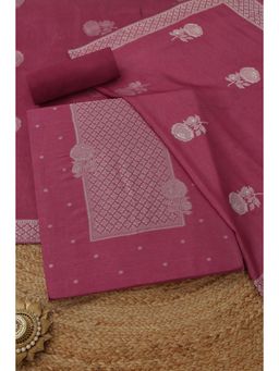 Soch - Women's Onion Pink Silk Blend Woven Design Unstitched Top & Bottom With Dupatta