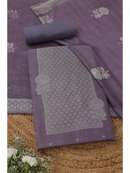 Soch - Women's Lavender Silk Blend Woven Design Unstitched Top & Bottom With Dupatta
