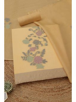 Soch - Women's Yellow Silk Blend Woven Design Unstitched Top & Bottom With Dupatta