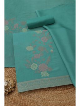 Soch - Women's Powder Blue Silk Blend Woven Design Unstitched Top & Bottom With Dupatta