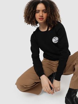 Campus Sutra - Womens Black Printed Sweatshirt