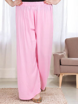LASTINCH - Women Plus Size Solid Pink Palazzo