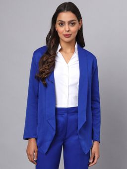 BRINNS - Women Open Front Shawl Collar Blue Blazer