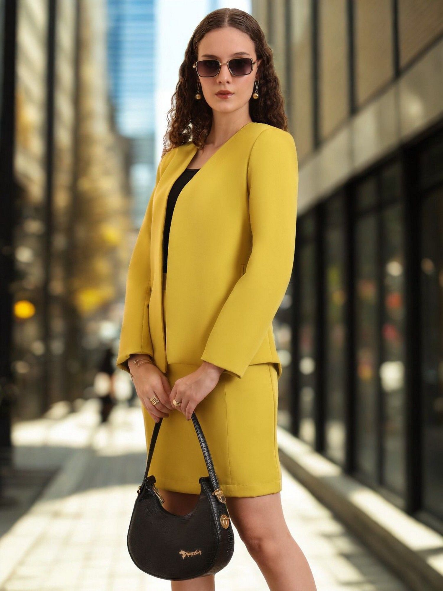 brinns Women Open Front Yellow Blazer-picture-44