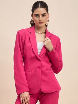 BRINNS - Notched Lapel Long Sleeves Single-Breasted Formal Pink Blazer