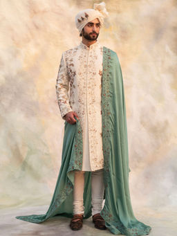 Jatin Malik - Dirty Ivory Sherwani (Set of 5)