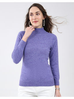 Monte Carlo - Blue Women High Neck Full Sleeve Sweater