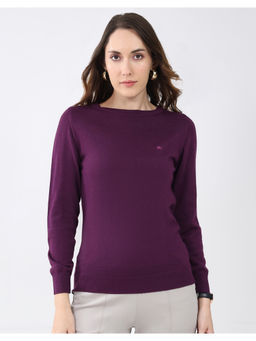 Monte Carlo - Purple Women Round Neck Full Sleeve Sweater