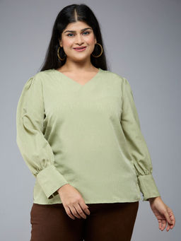 Style Quotient - Plus Size Women Sage Green Top