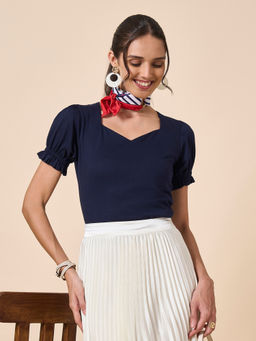 Style Quotient - Women Blue Cotton Jersey Top