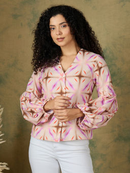 Kibo - Women Tie and Dyed Bishop Sleeves Shirt