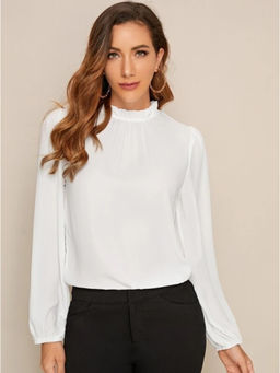 Fnocks - Women High Neck Top Long Sleeve Premium Cotton Top