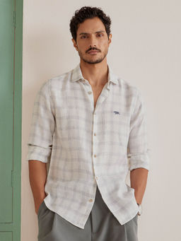 Andamen - White Men Linen Cutaway Slim Fit Shirt