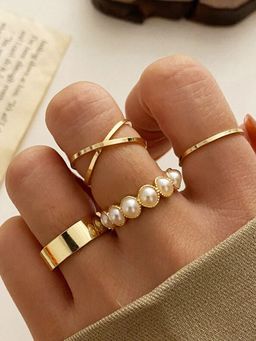 Jewels Galaxy - Gold Plated Stackable Rings Set of 4