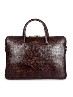 The Clownfish - Crocodilan Unisex 14 Inch Laptop Messenger Bag - Brown