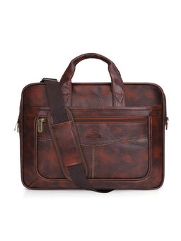 The Clownfish - Faux Leather 15.6 Inch Laptop Messenger Bag Laptop Bag - Brown