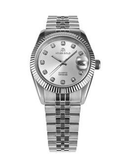 Aries Gold - Heritage Swiss Quartz Silver Crystal Round Dial Womens Watch - K R68Q S-12S