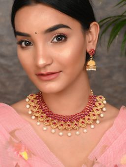 Silvermerc Designs - Gold Plated Ethnic Pearl Jewellery Set