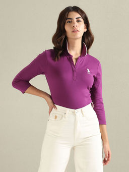 U.S. POLO ASSN. - Three-Quarter Sleeve Solid Polo T-Shirt