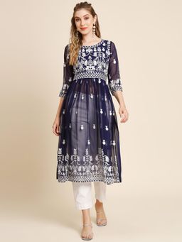 VAIRAGEE - Blue Soft Georgette Embroidery Work Anarkali Kurta