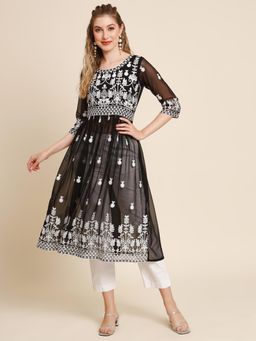 VAIRAGEE - Black Soft Georgette Embroidery Work Anarkali Kurta