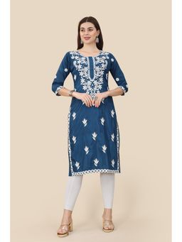 VAIRAGEE - Brown Soft Chinnon Embroidery Work Straight Kurta