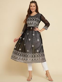 VAIRAGEE - Black Soft Georgette Embroidery Work Anarkali Kurta