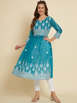 VAIRAGEE - Aqua Soft Georgette Embroidery Work Anarkali Kurta