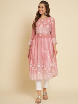 VAIRAGEE - Pink Soft Georgette Embroidery Work Anarkali Kurta
