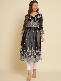 VAIRAGEE - Black Soft Georgette Embroidery Work Anarkali Kurta