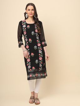VAIRAGEE - Black Georgette Embroidery Work Straigh Kurta