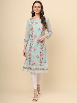 VAIRAGEE - Green Georgette Embroidery Work Straigh Kurta