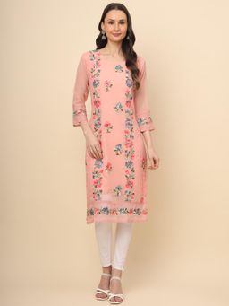 VAIRAGEE - Peach Georgette Embroidery Work Straigh Kurta